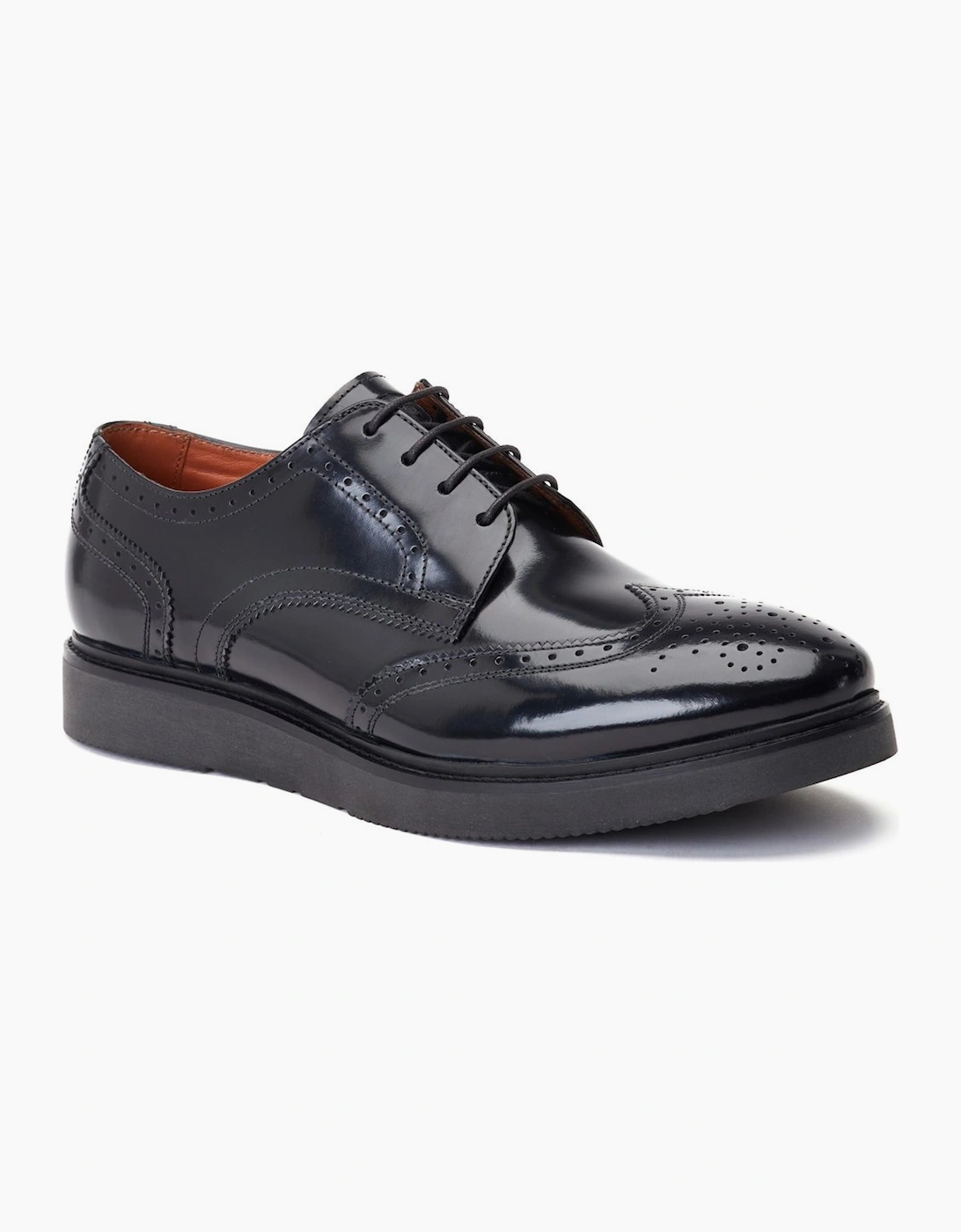 Base Men's Black Joe Brogue Shoes - Size: 8