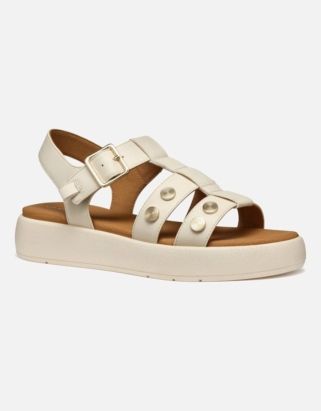 Geox Women's D Camalei Womens Studded Sandals - White - Size: 7.5