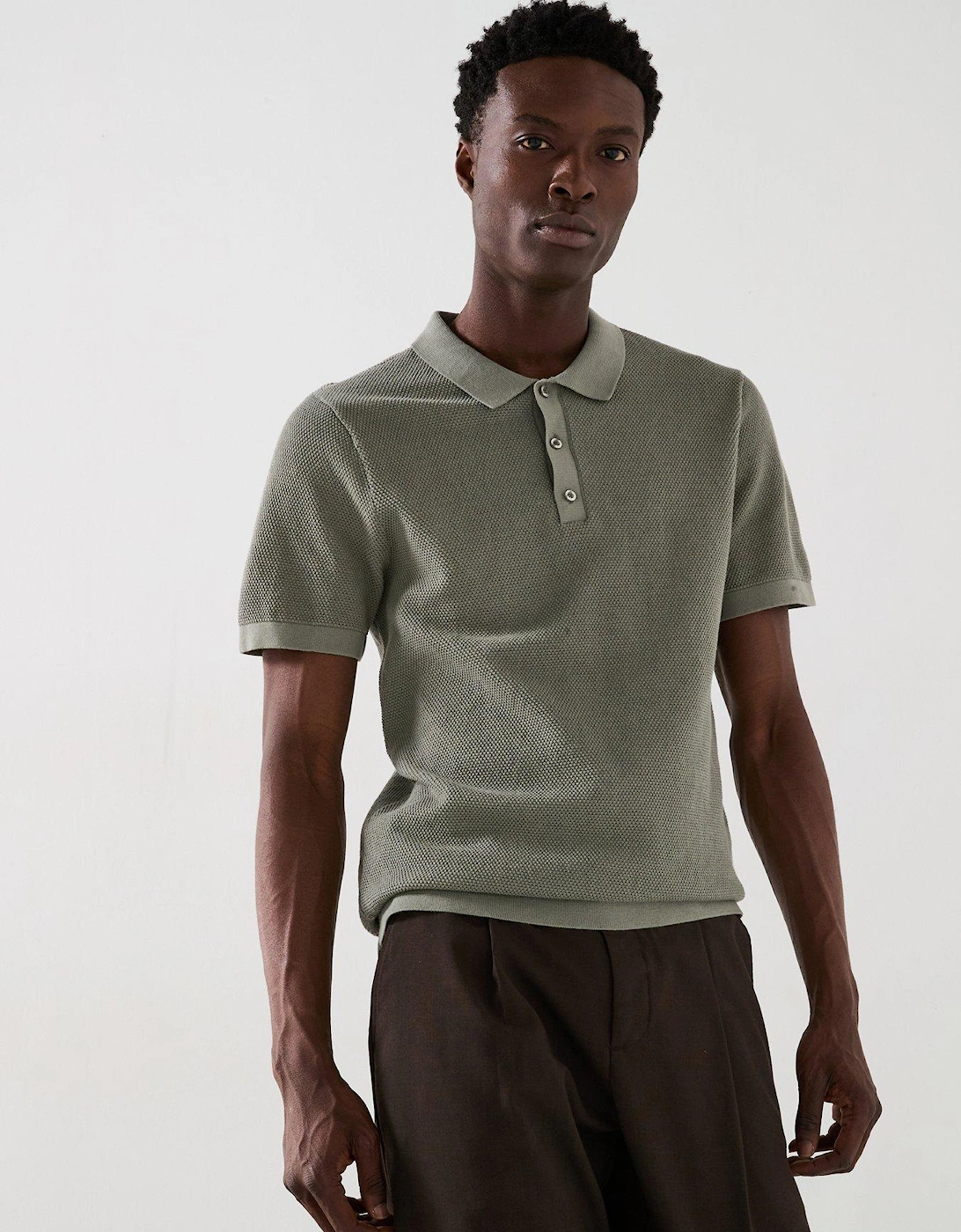 Textured Knitted Polo - Green, 2 of 1