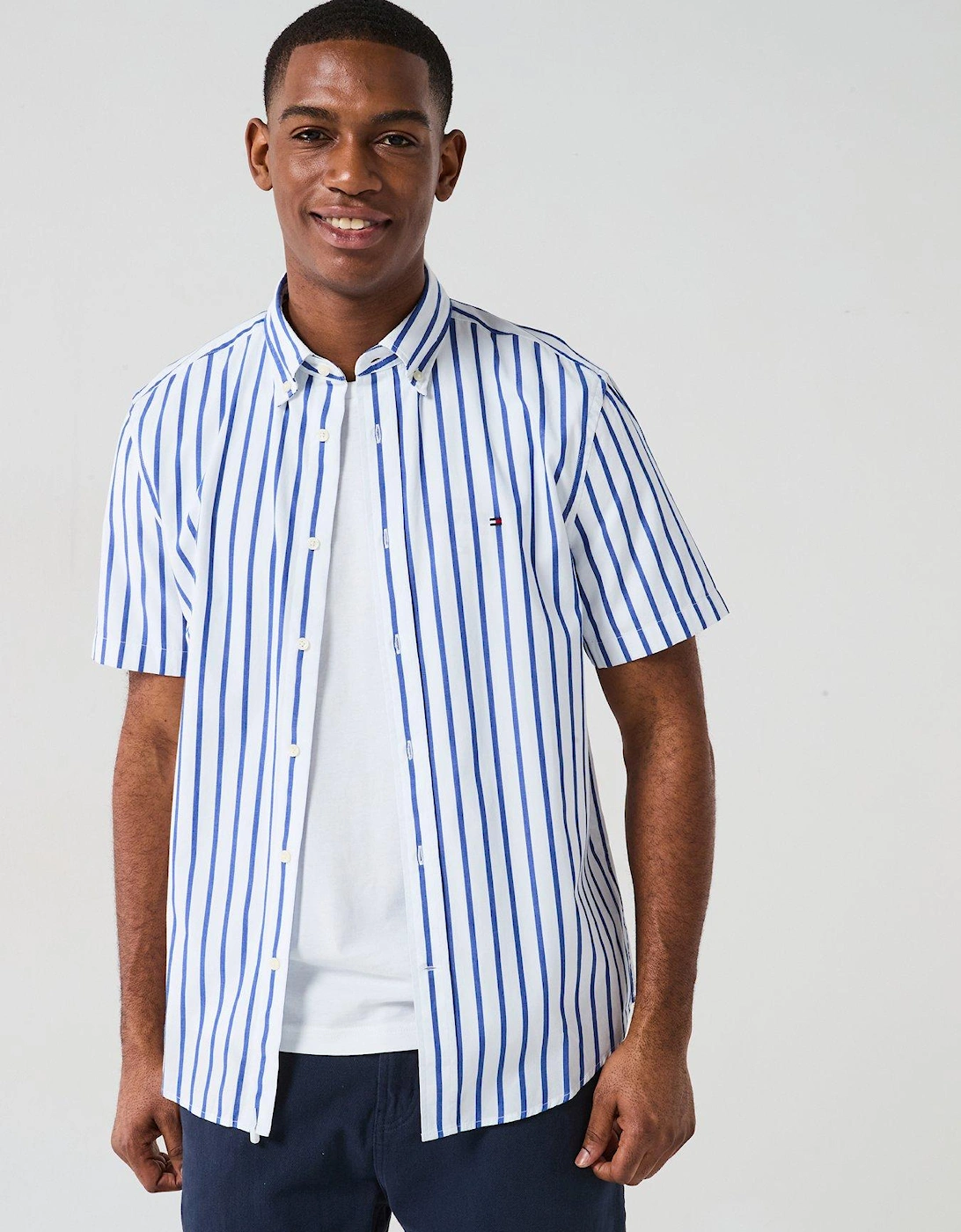 Flex Poplin Stripe Shirt Short Sleeve Shirt - Blue, 2 of 1