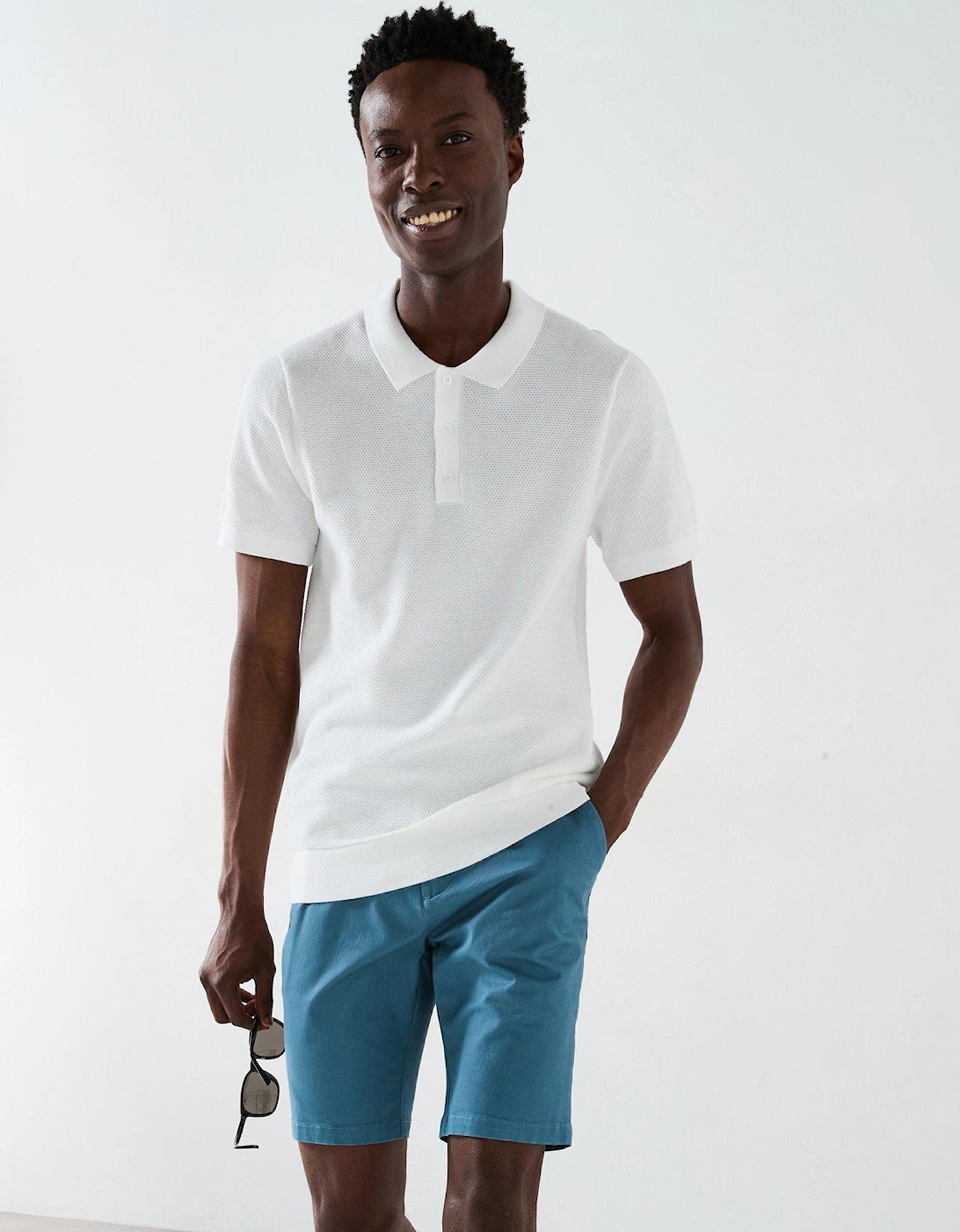 Textured Knitted Polo - White, 2 of 1