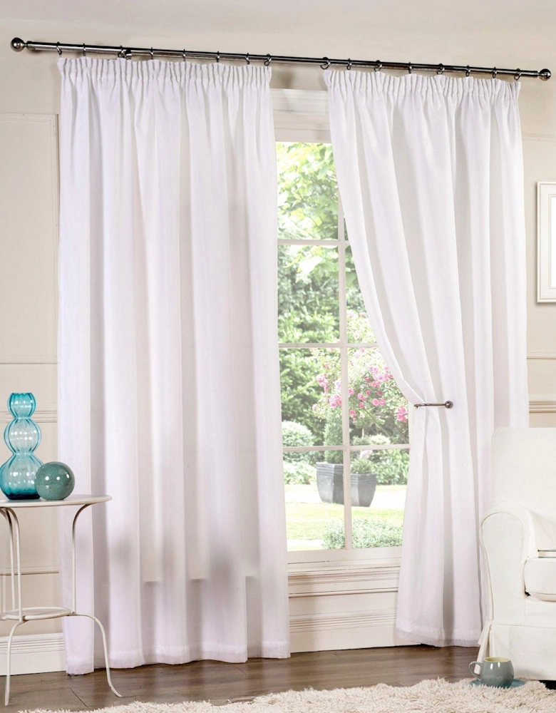 Lined Voile Pencil Pleat Curtains