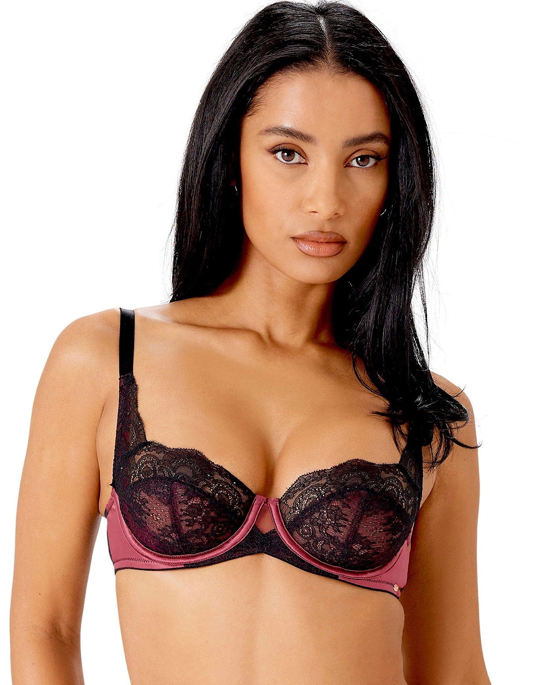 Vip Confession Non Padded Balcony Bra -burgundy/black