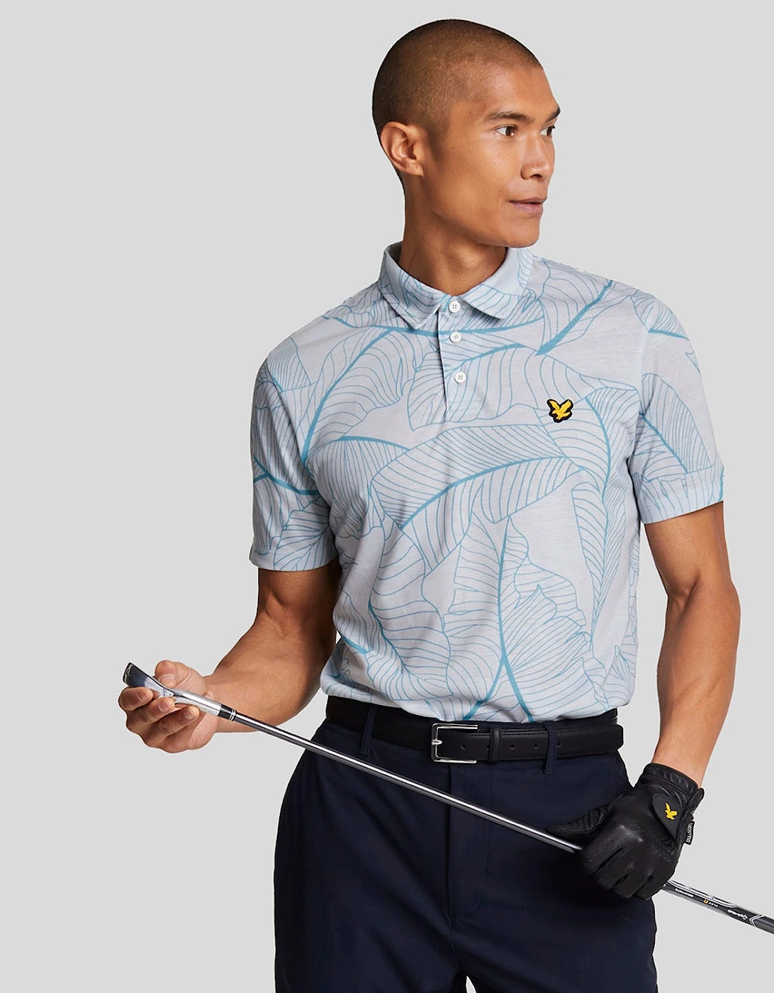 Lyle And Scott Men's Blue Floral Polo Shirt M