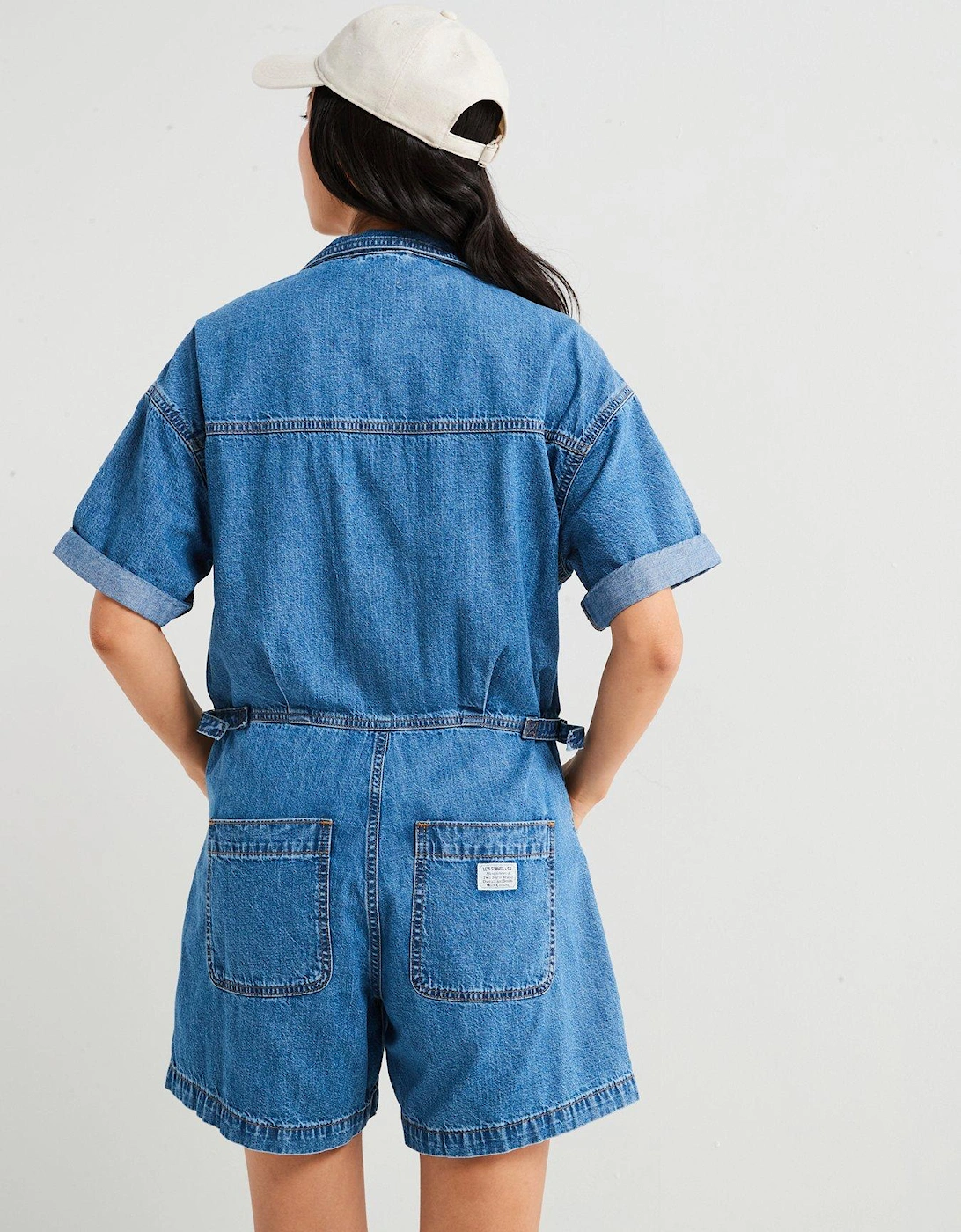 Short-sleeve Surplus Romper - Blue Joke