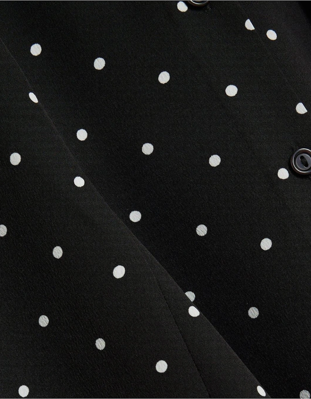 Printed Spot Mini Shirt Dress - Black
