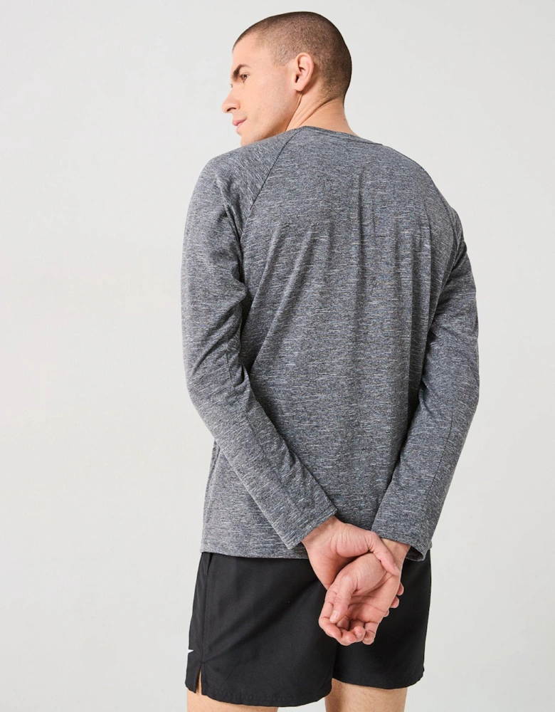 Mens Heather Long Sleeve Hydroguard-black