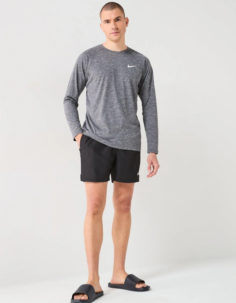 Mens Heather Long Sleeve Hydroguard-black
