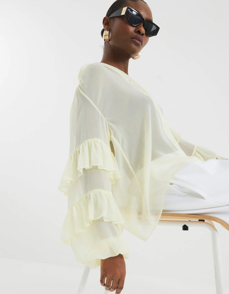 Ruffle Sleeve Blouse - Yellow