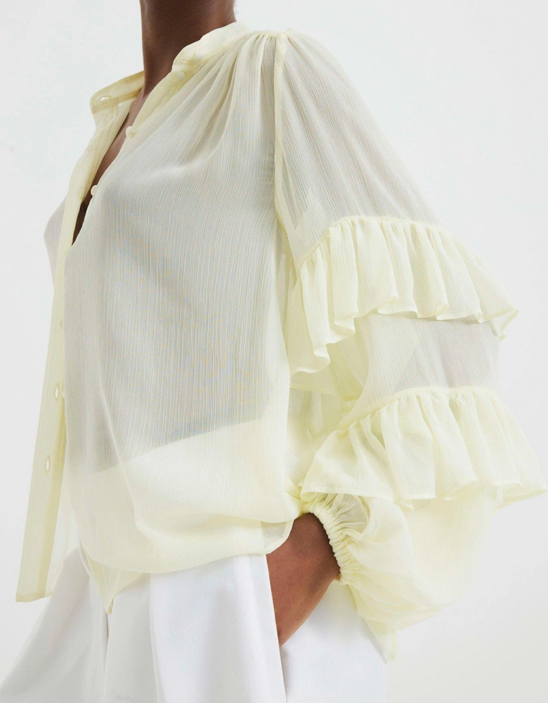 Ruffle Sleeve Blouse - Yellow