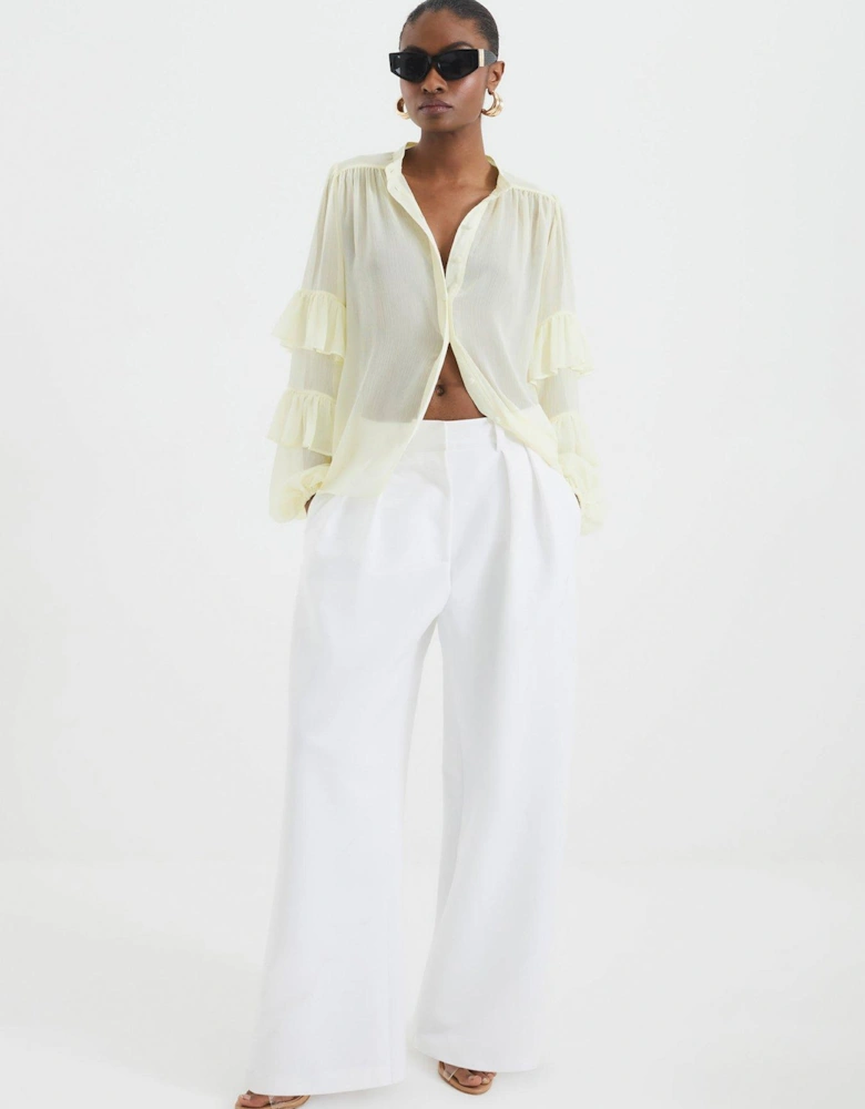 Ruffle Sleeve Blouse - Yellow