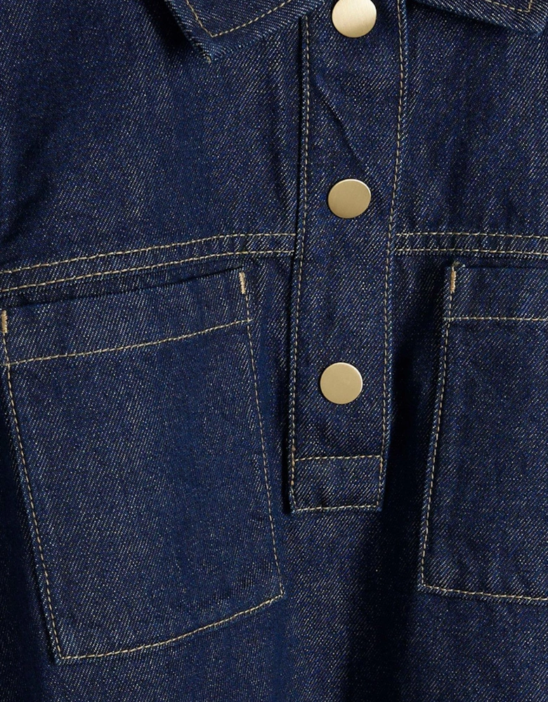 Shirt Collar Dress - Dark Denim