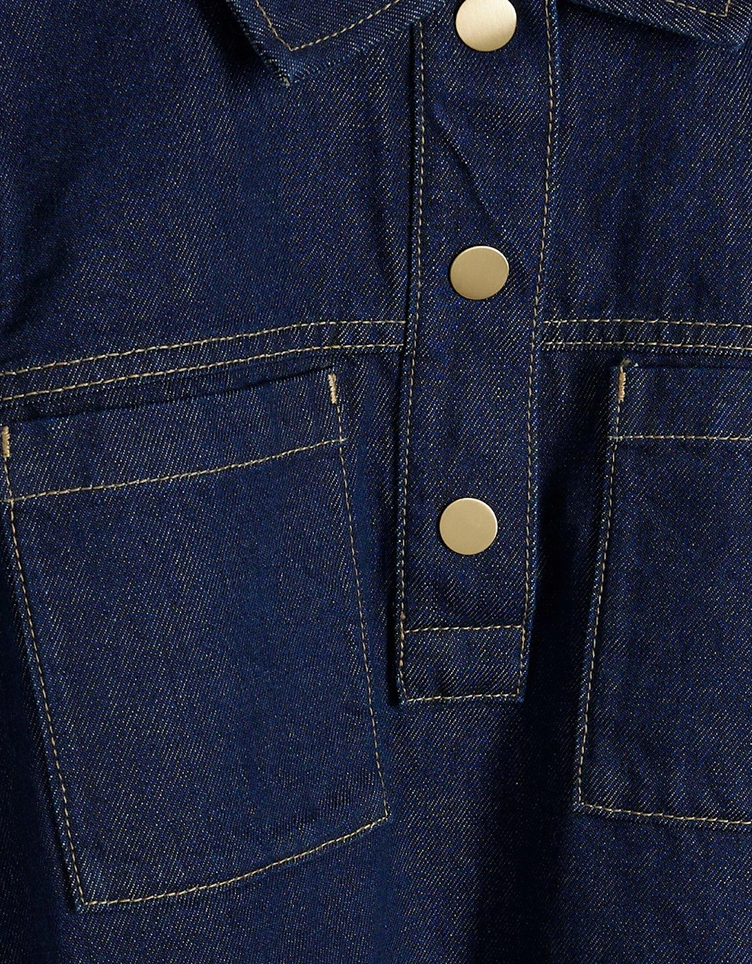 Shirt Collar Dress - Dark Denim