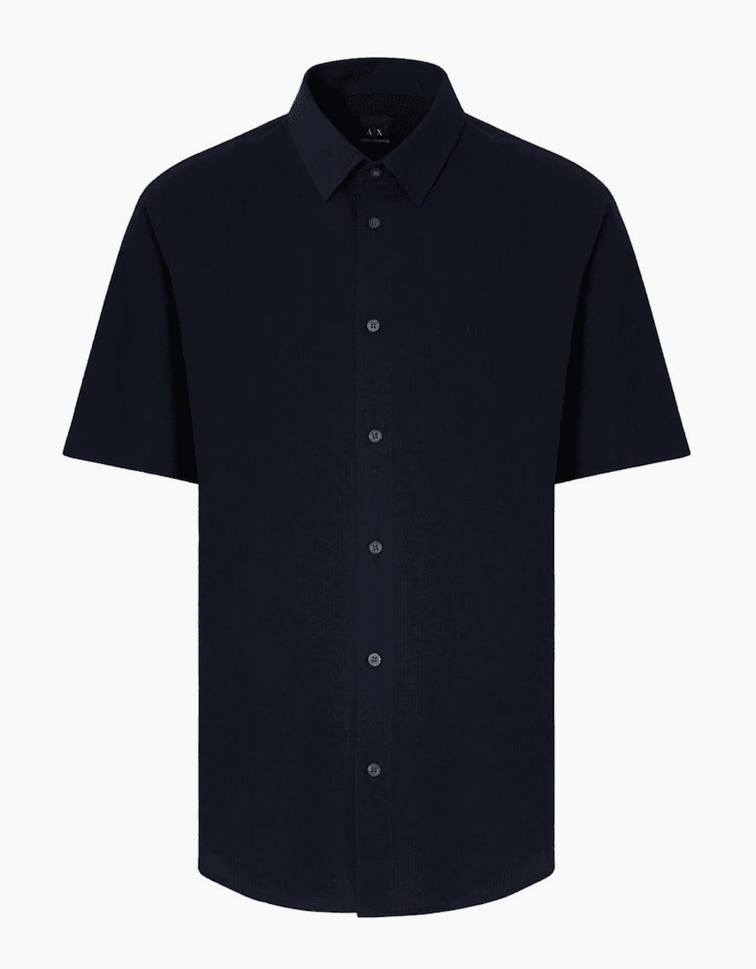 Armani Exchange Men's Navy Seersucker Textured Short Sleeve Shirt  38/Regular M