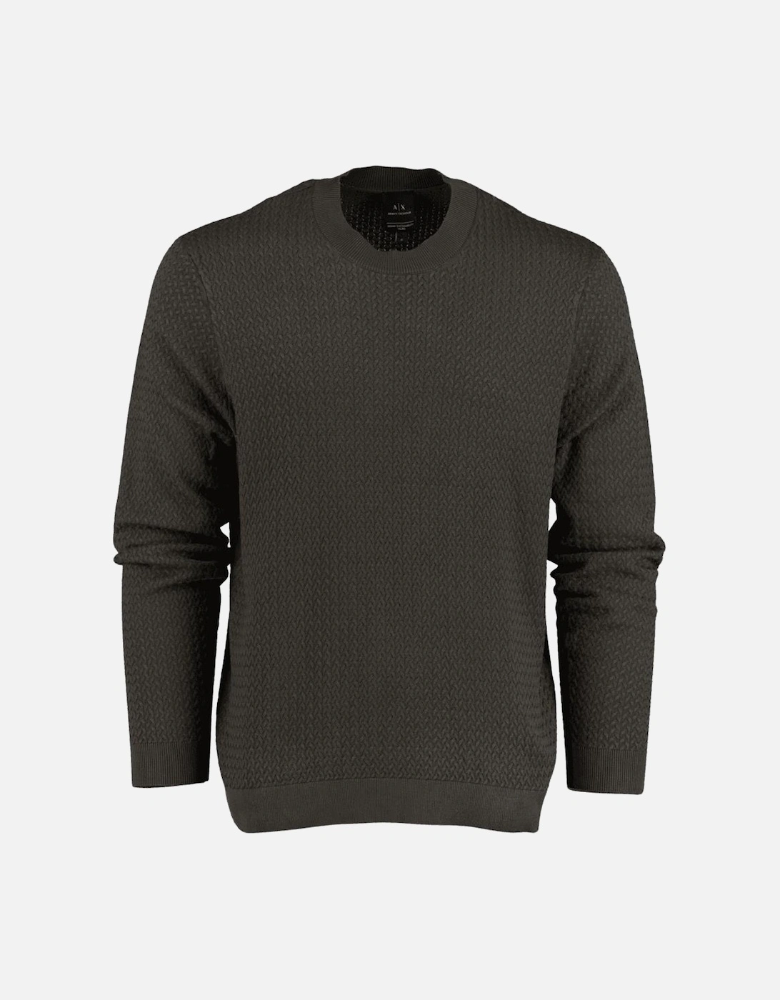 Armani Exchange Men's Green Textured Khaki Knitwear Jumper - : 40 L