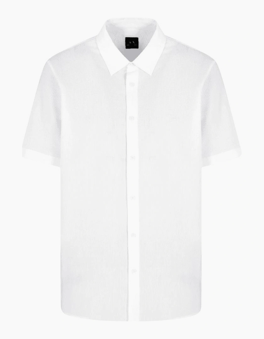 Armani Exchange Men's White Seersucker Textured Short Sleeve Shirt  42/Regular Xl
