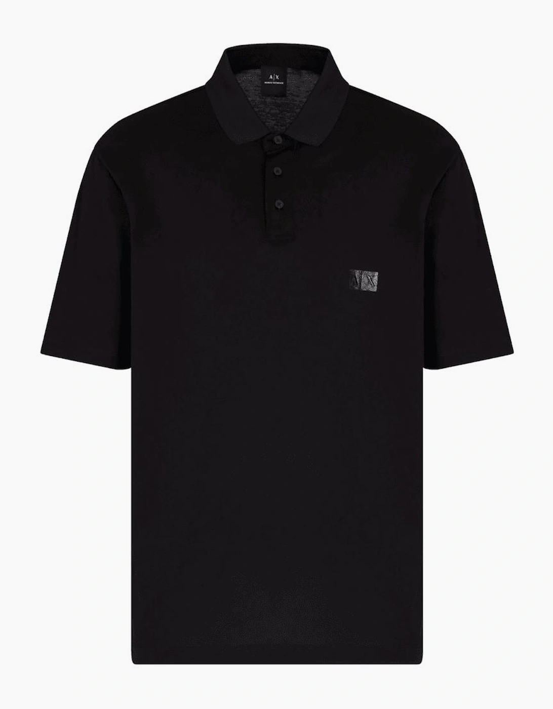 Armani Exchange Men's Black Mercerized Cotton Rubber Ax Polo Shirt  44 Xxl