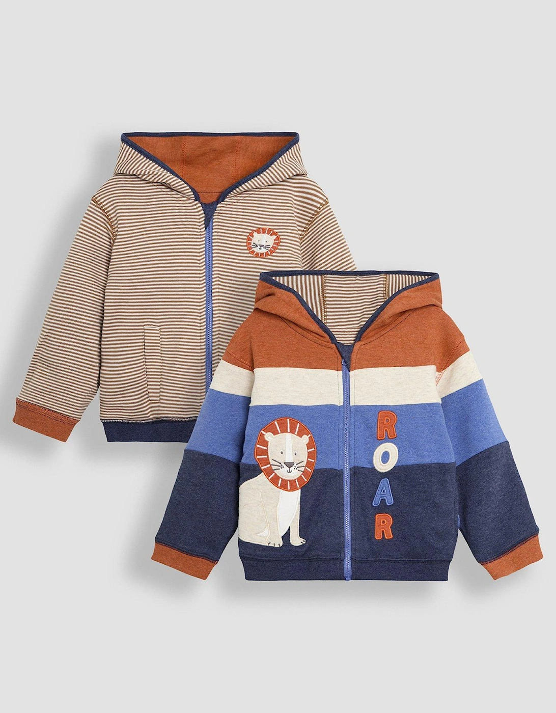 Boys Lion Applique Reversible Hoodie - Blue, 2 of 1