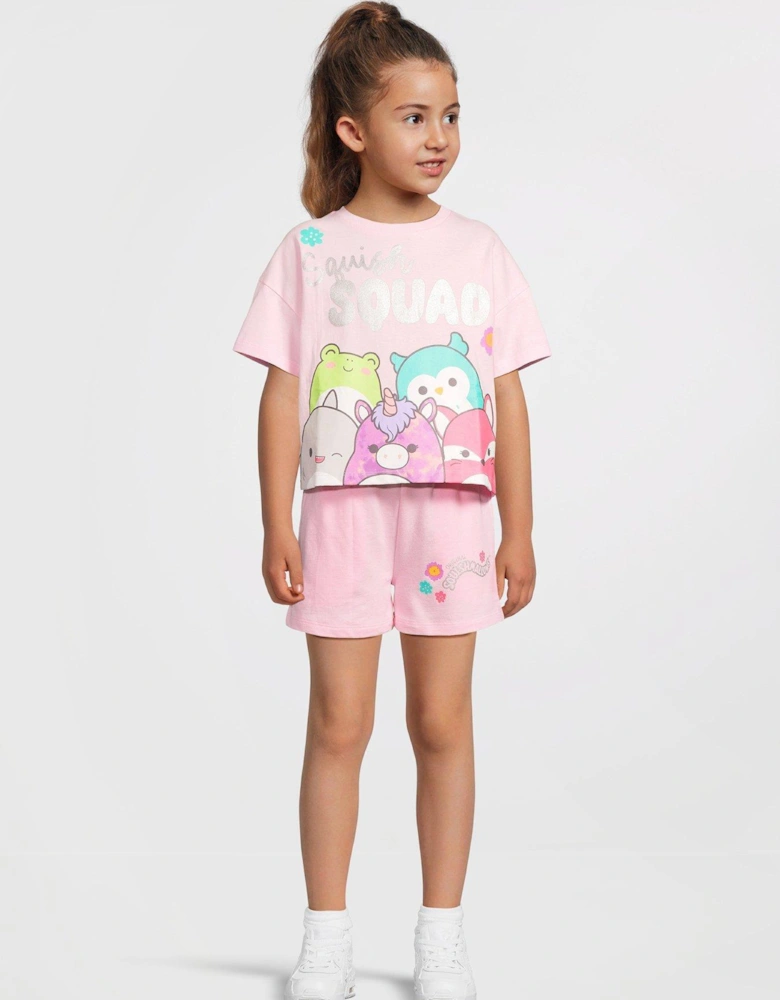 Squishmallow Short Sleeve Top And Short Set - Pink