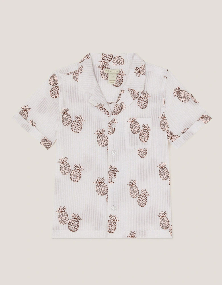Boys Pineapple Print Shirt - Cream