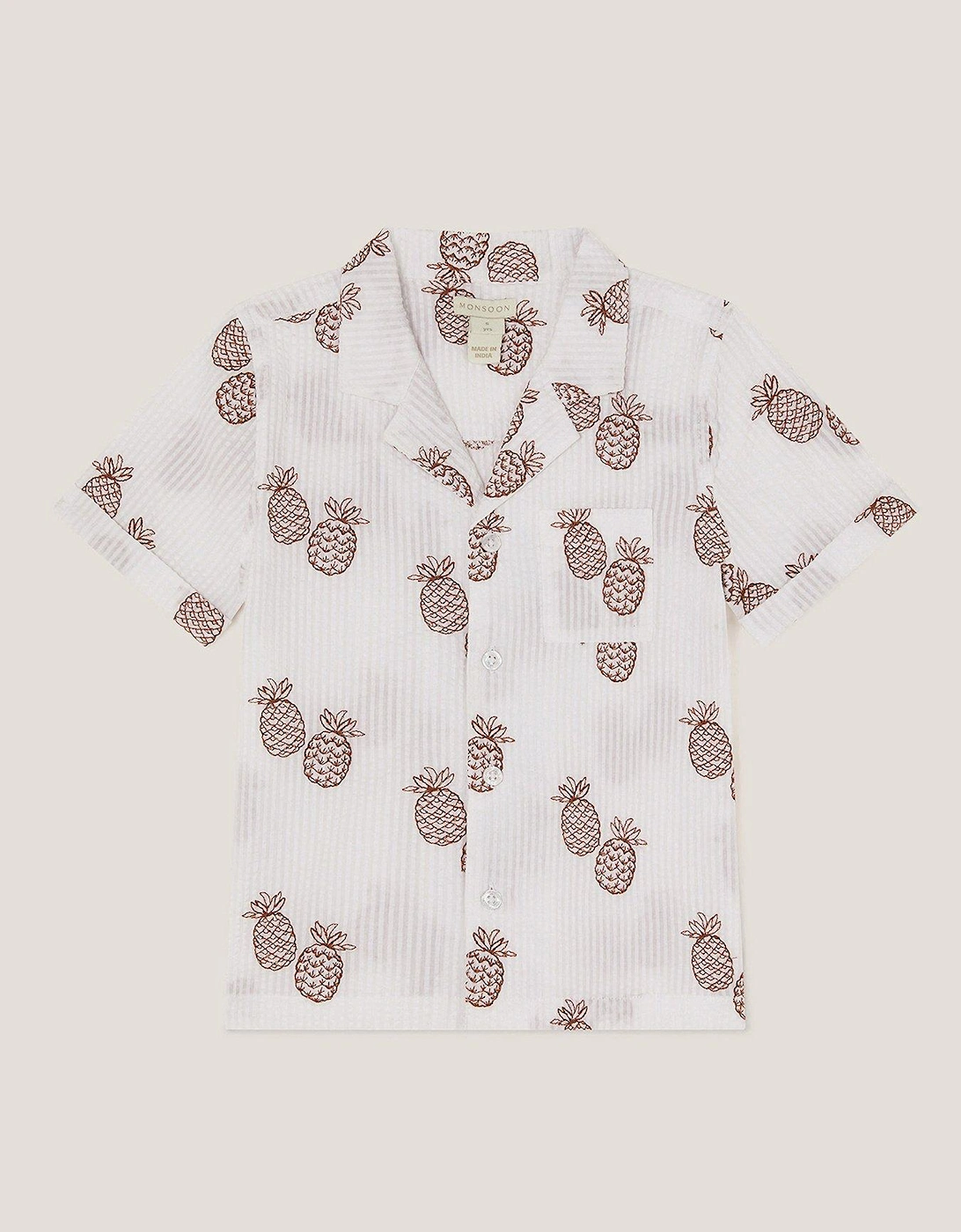 Boys Pineapple Print Shirt - Cream, 2 of 1