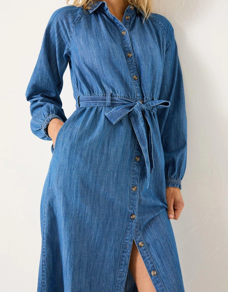 Abi Denim Midi Dress - Blue