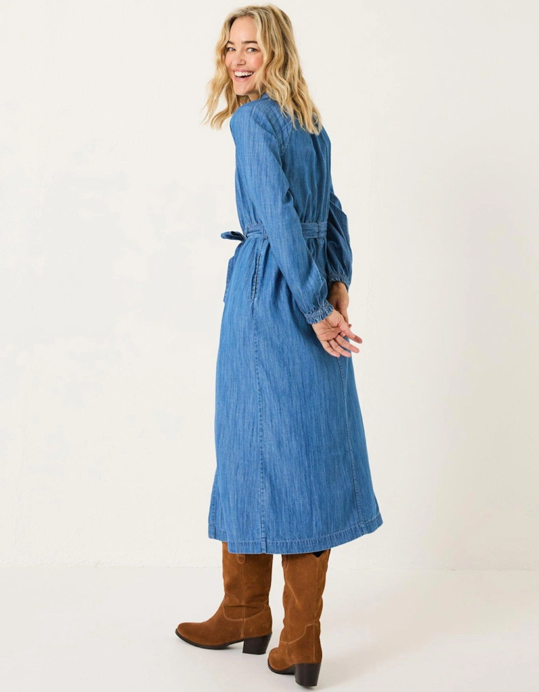 Abi Denim Midi Dress - Blue