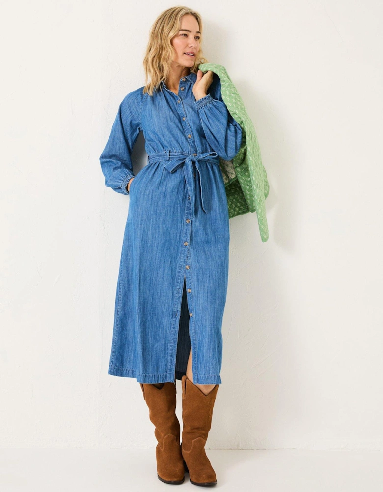 Abi Denim Midi Dress - Blue