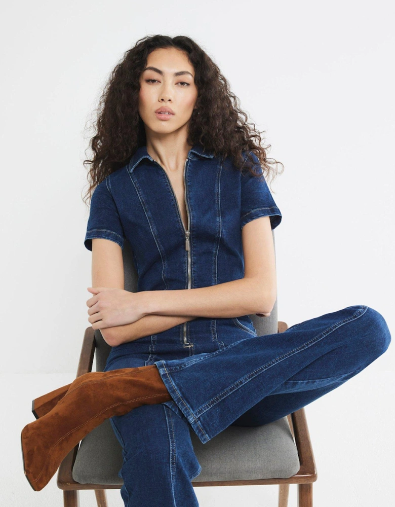 Dakota Flare Leg Jumpsuit - Blue