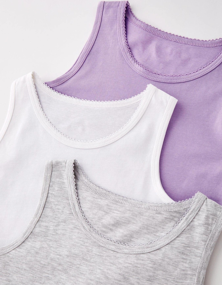 Girls 3 Pack Vests - Multi
