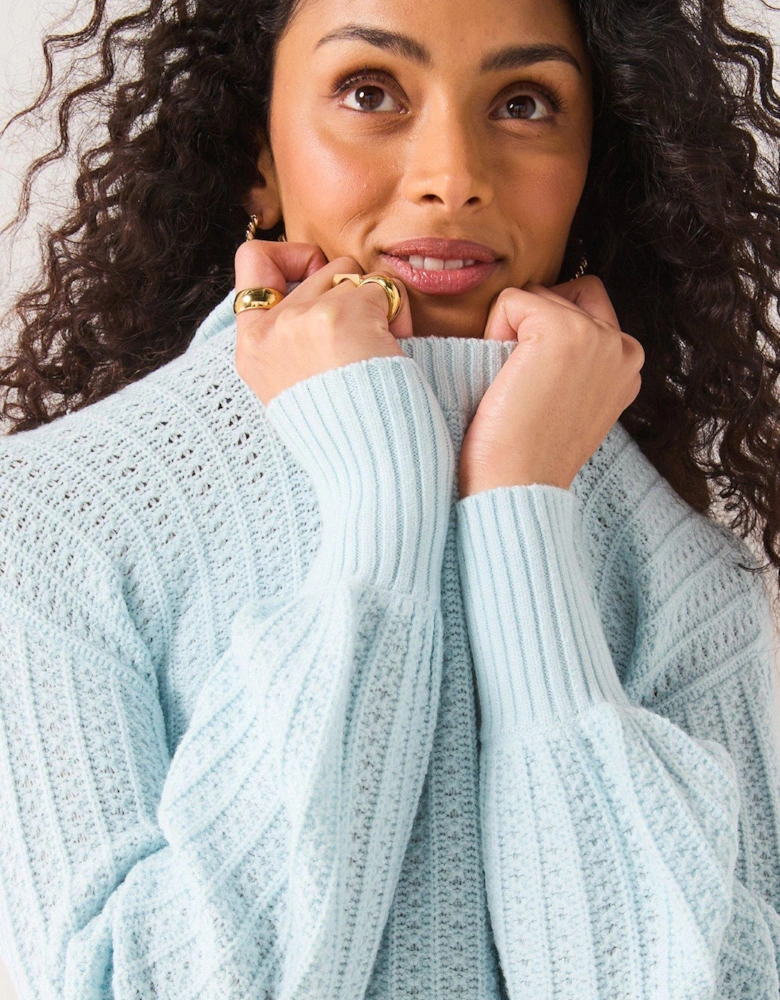 Textured Crew Neck Jumper - Light Blue