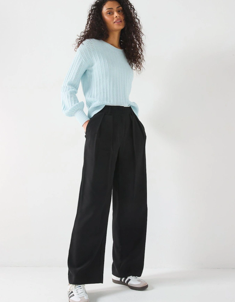 Textured Crew Neck Jumper - Light Blue