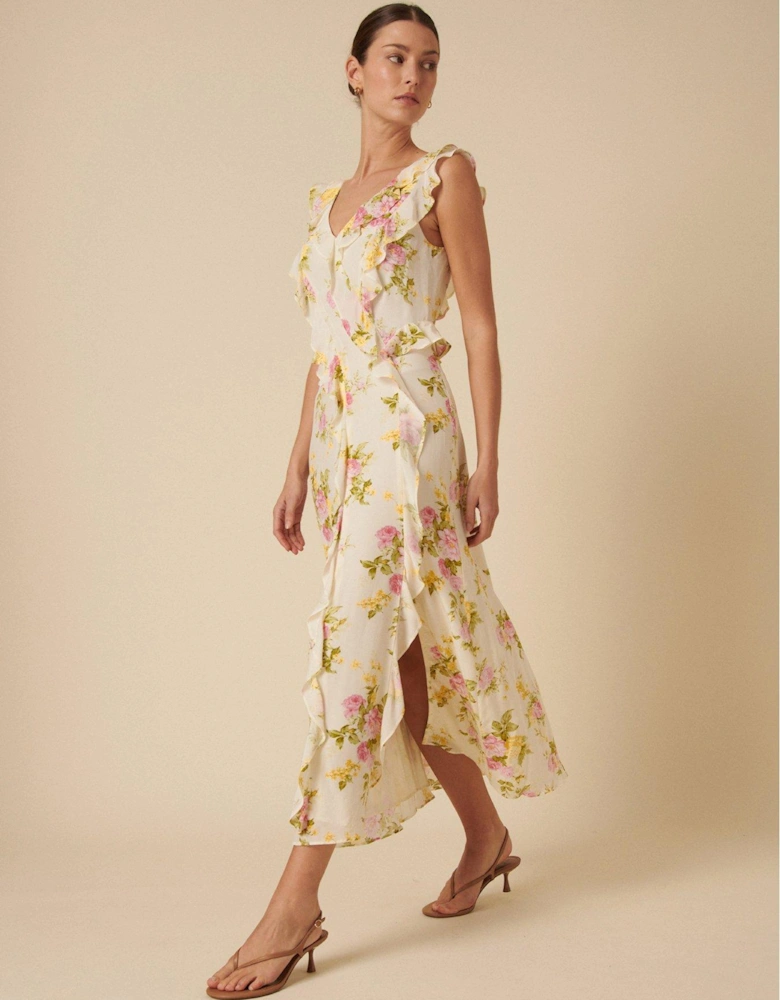 Voila Floral Midi Dress - White
