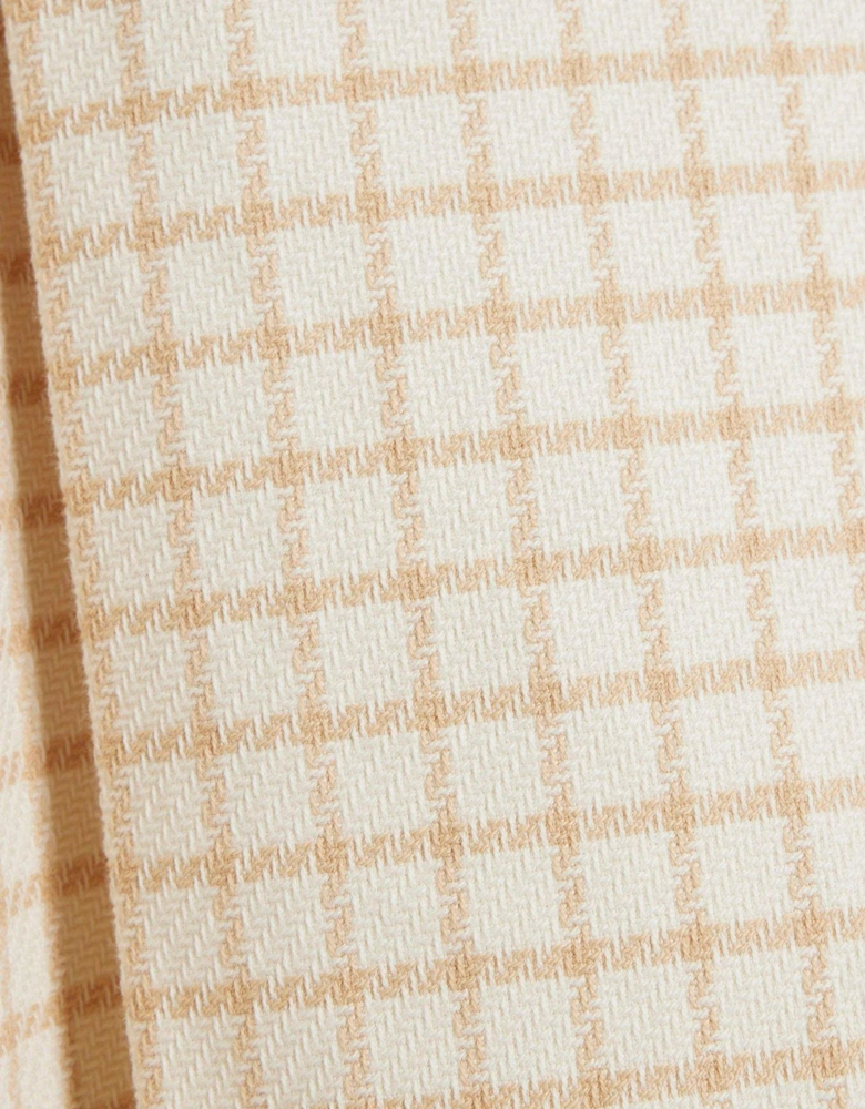 Tailored Darted Check Tunic Top - Cream