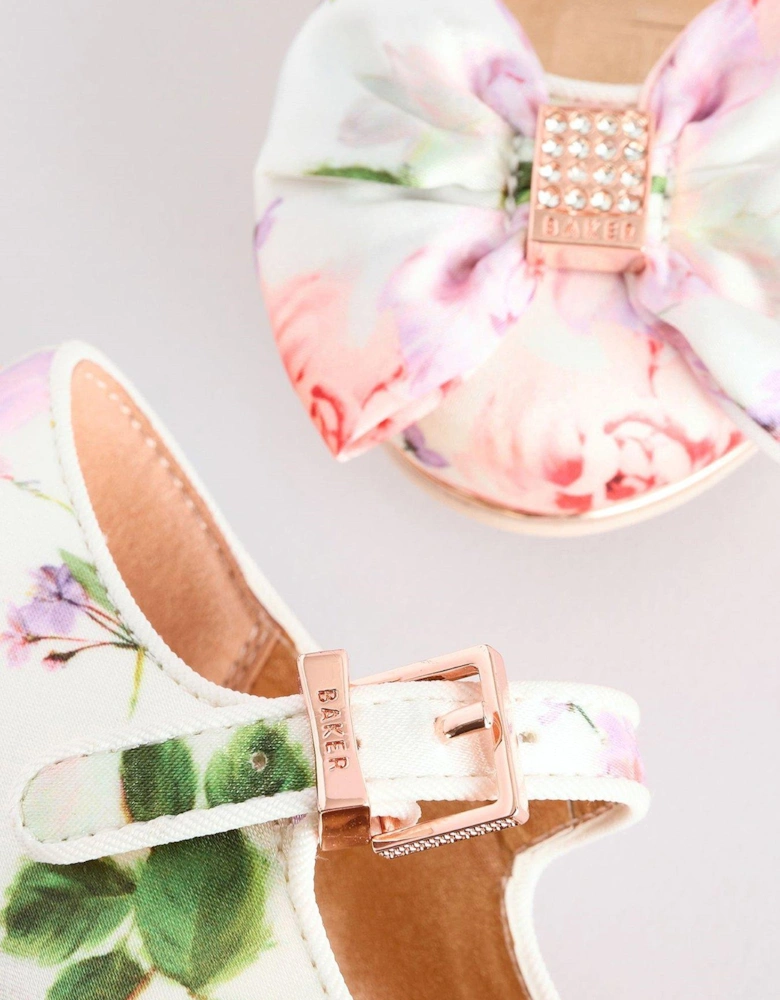 Floral Pattern Bow Shoes - Multi