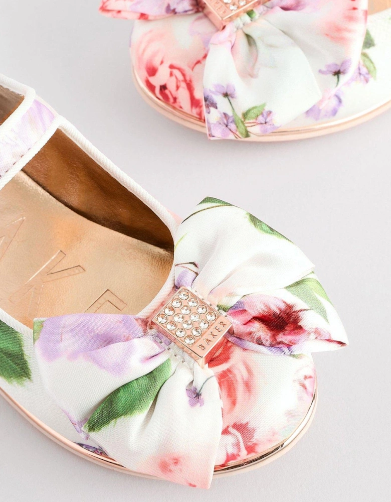 Floral Pattern Bow Shoes - Multi