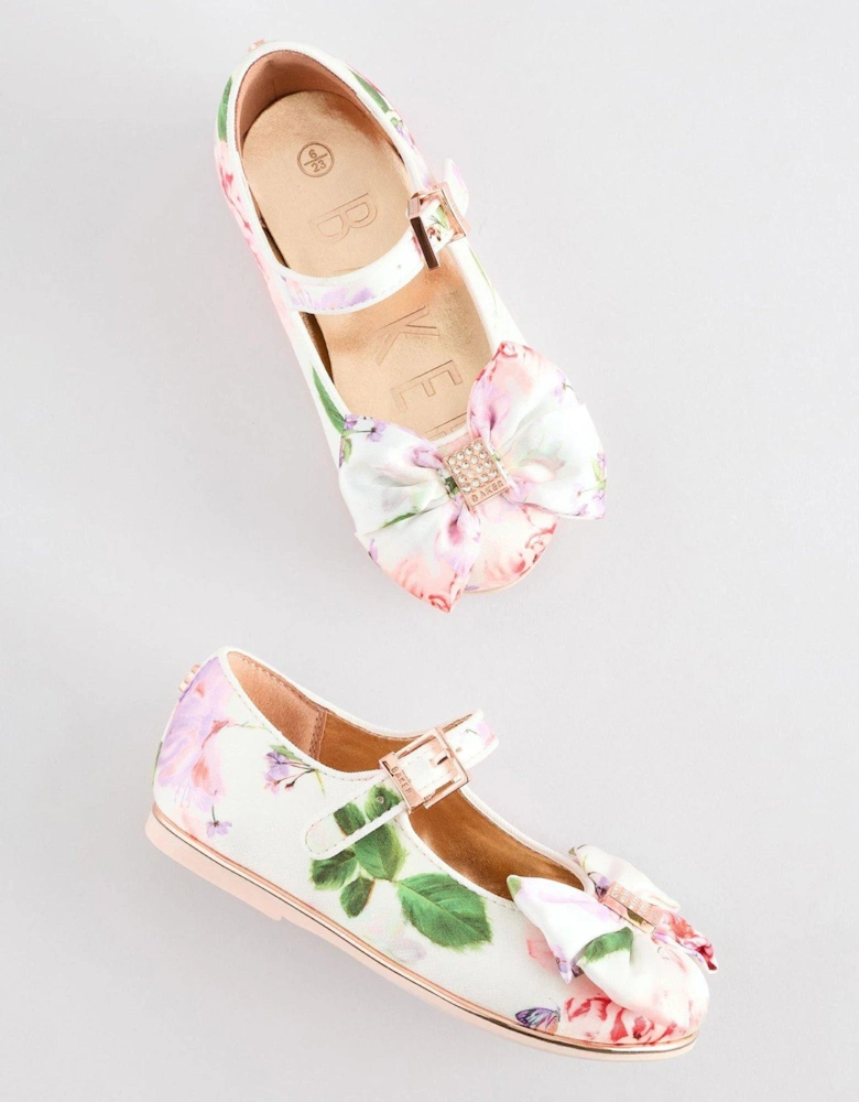 Floral Pattern Bow Shoes - Multi