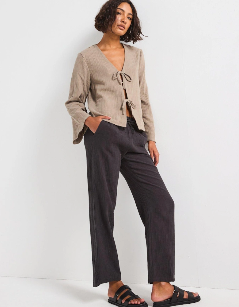 Tie Detail Blouse - Brown