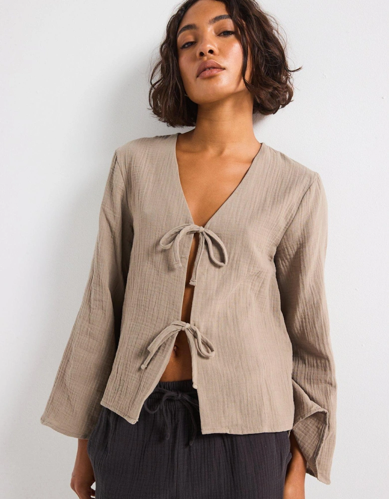Tie Detail Blouse - Brown