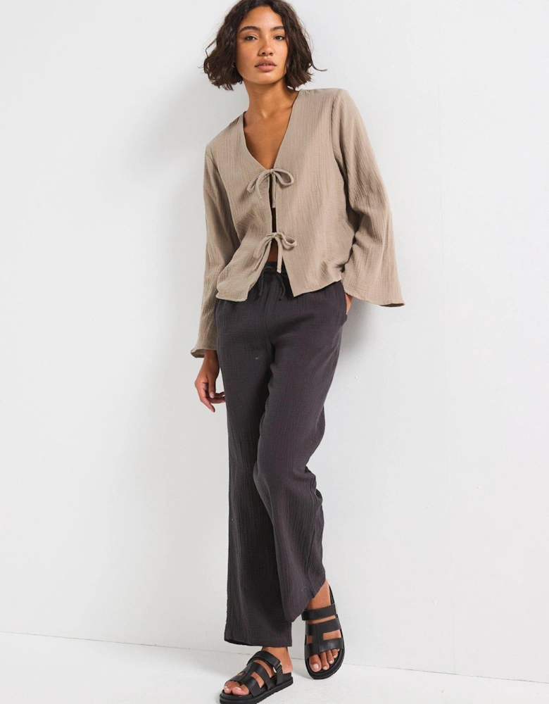 Tie Detail Blouse - Brown