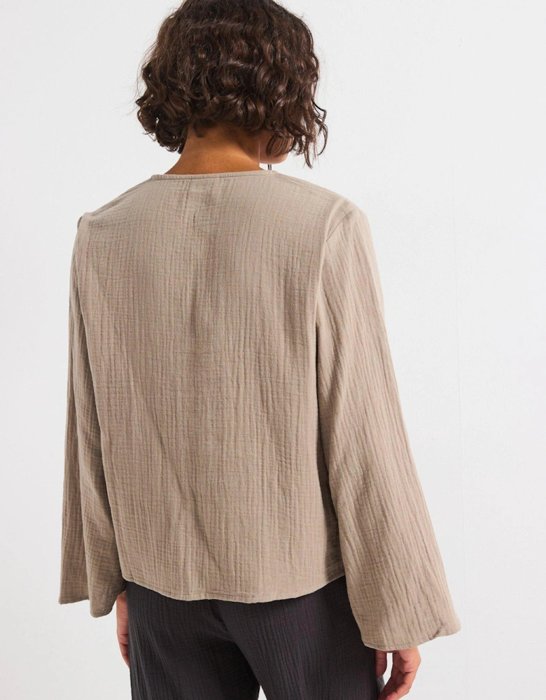Tie Detail Blouse - Brown