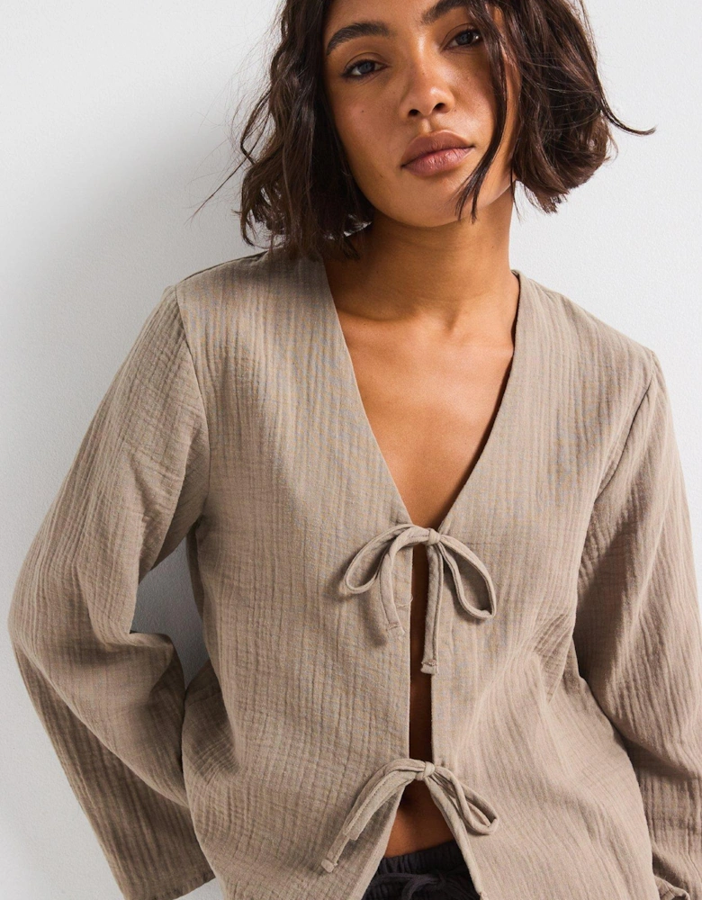 Tie Detail Blouse - Brown