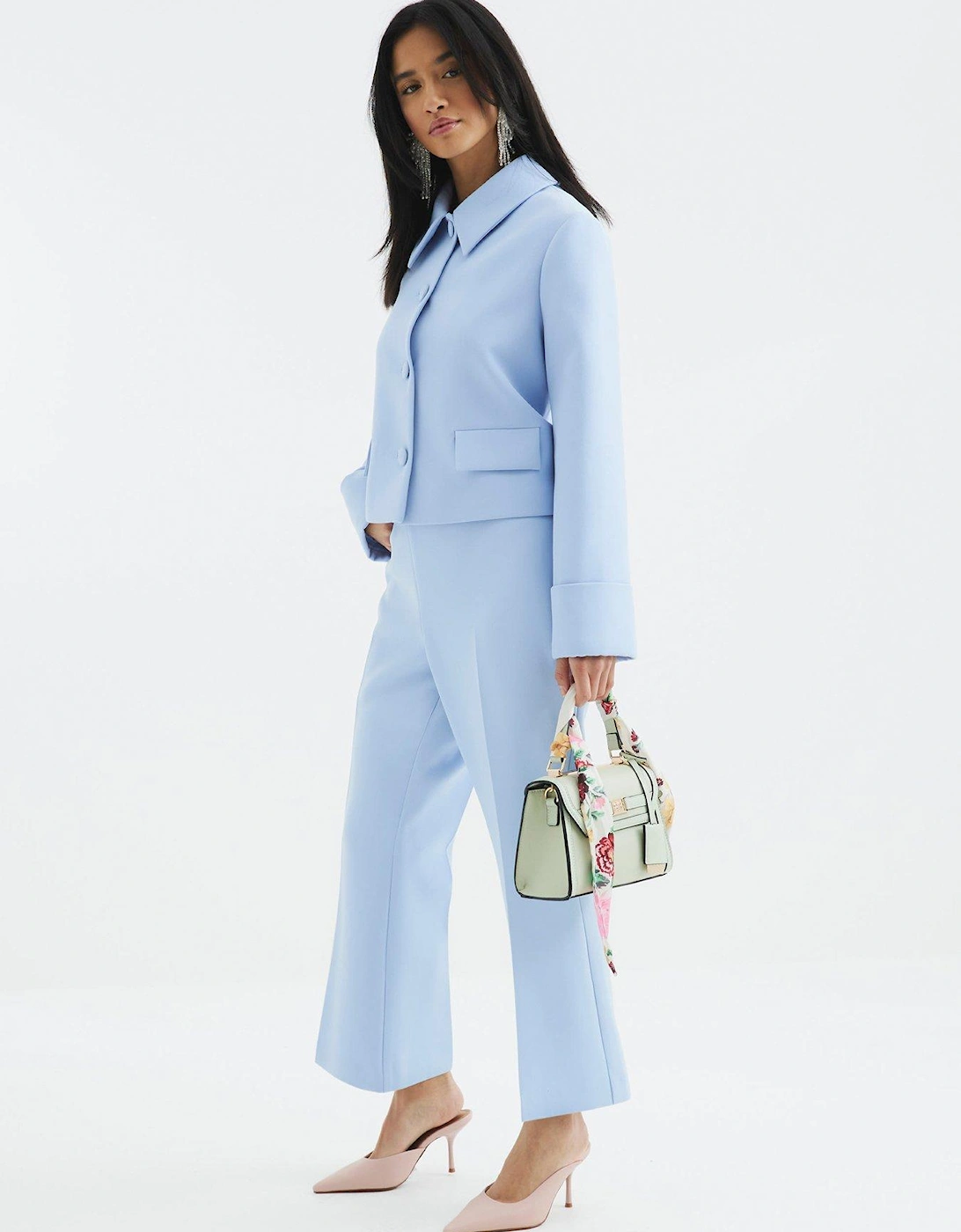 Crop Flare Trouser - Blue