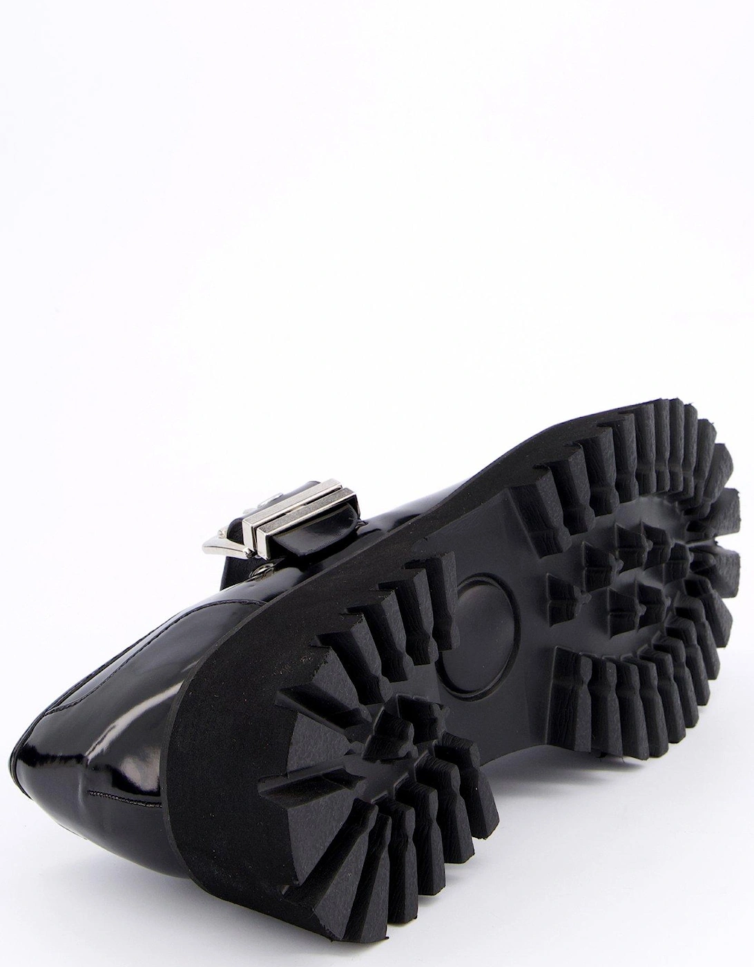 Ailany Chunky Mary Jane Flat Shoes - Black
