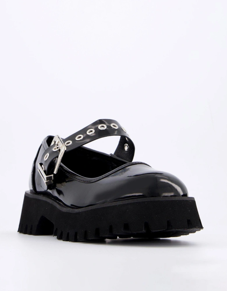 Ailany Chunky Mary Jane Flat Shoes - Black