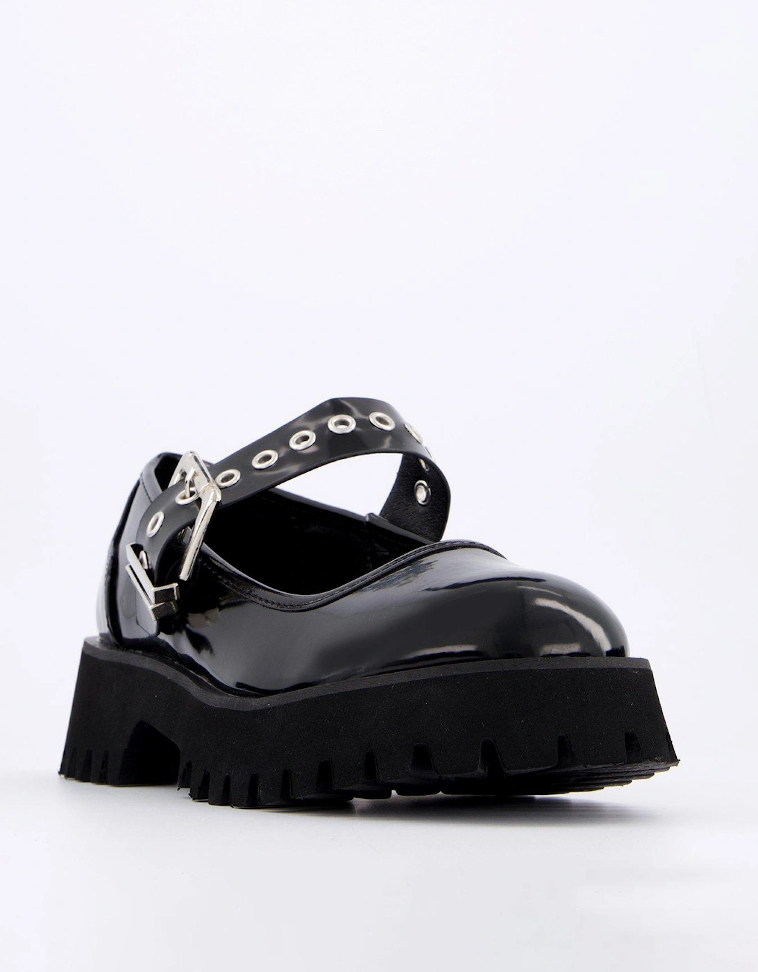 Ailany Chunky Mary Jane Flat Shoes - Black