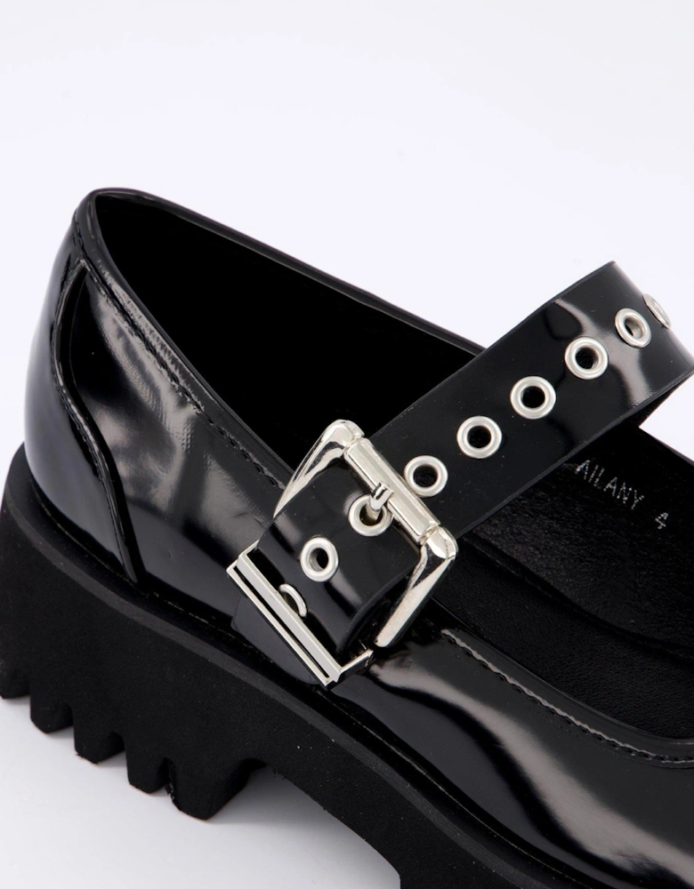 Ailany Chunky Mary Jane Flat Shoes - Black