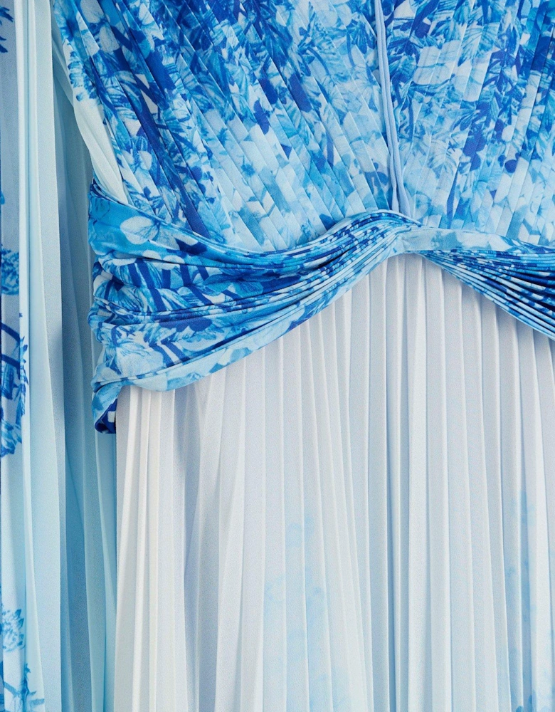 Plisse Twist Dress - Blue