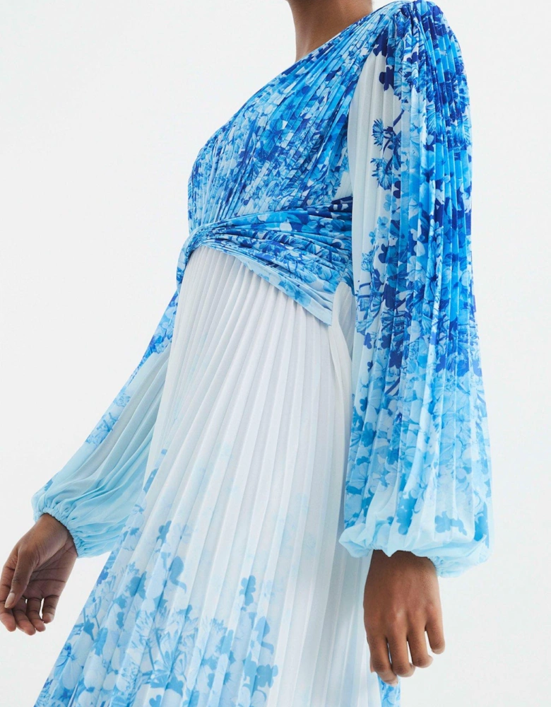 Plisse Twist Dress - Blue
