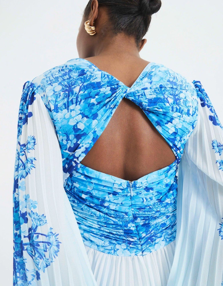 Plisse Twist Dress - Blue